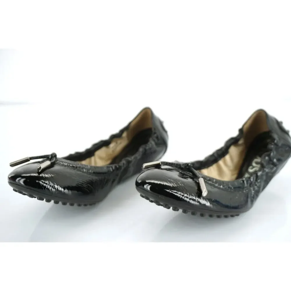 Tod's Dee Laccetto Black Patent Leather Ballet Flats size 35.5 Womens Italy made